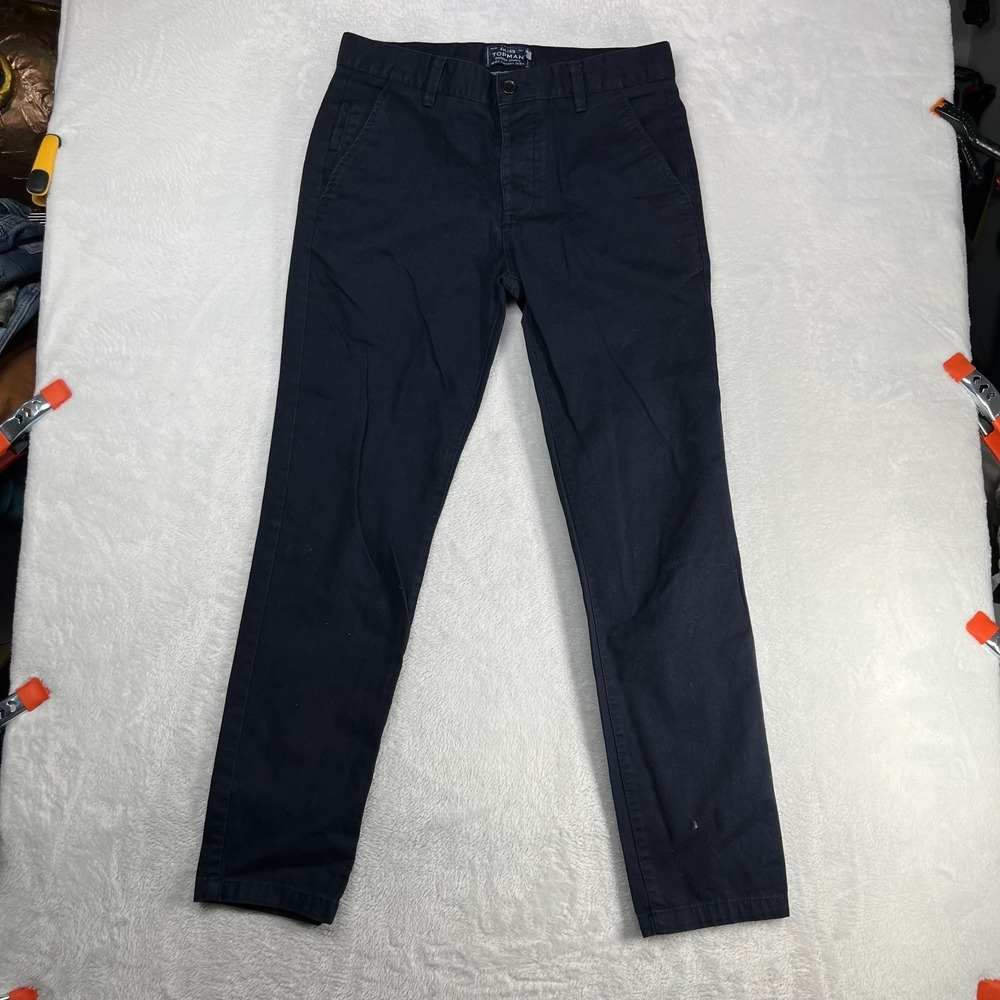 Topman Skinny Chino Pants Men's 32 Navy Blue Cotton Button Fly Business - 32X29